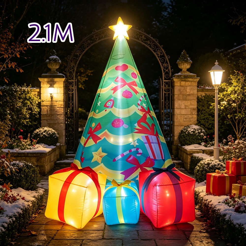 Christmas Lights Outdoor - 2,1M Kotak Hadiah Natal dengan Motif