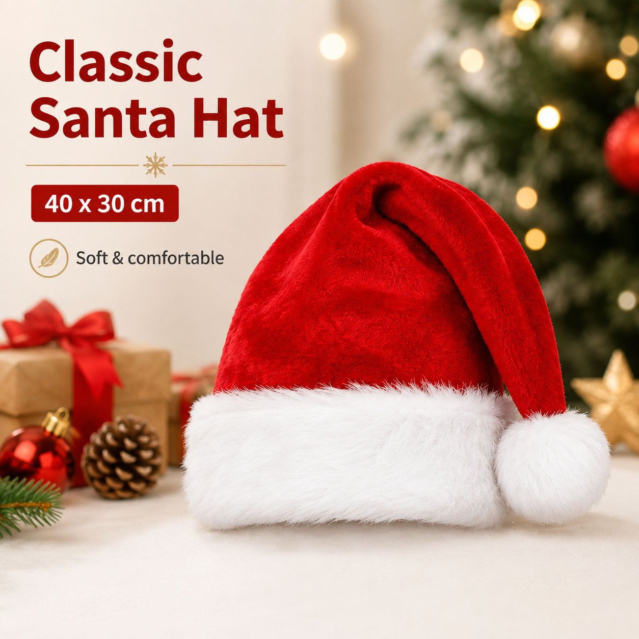 Set Topi Santa Merah Berbulu d - Santa Hat Plush ulasan dan harga