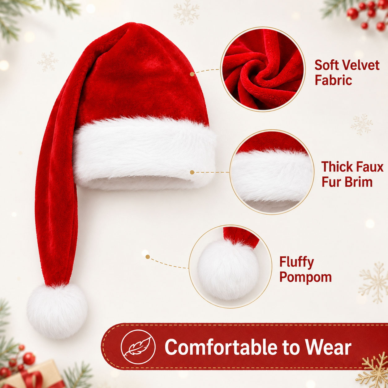 Set Topi Santa Merah Berbulu d - Santa Hat Plush ulasan dan harga