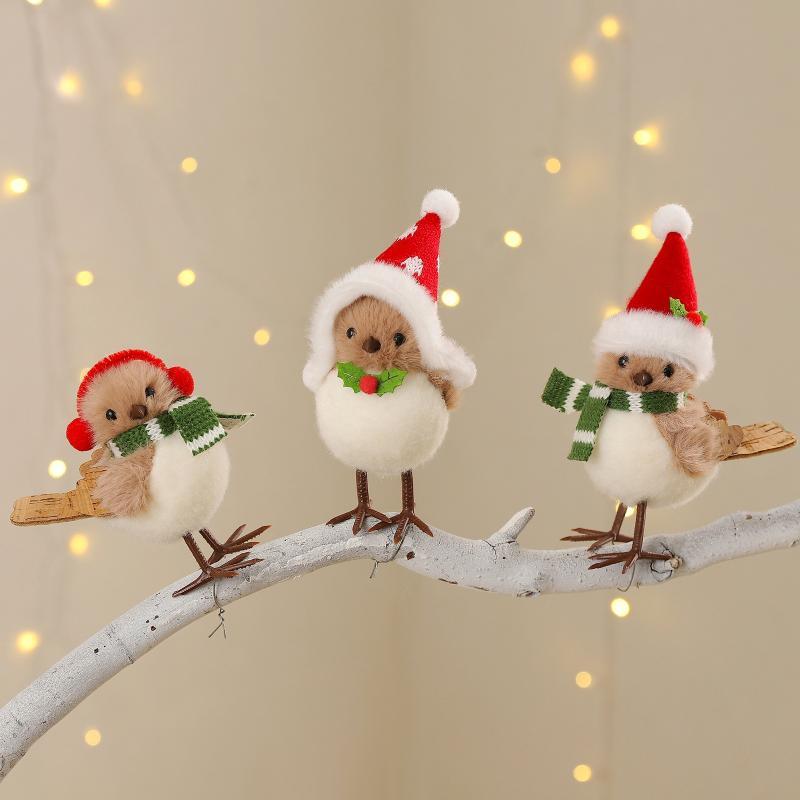 Ornamen Burung Natal Berbulu D - Santa Hat Plush ulasan dan harga